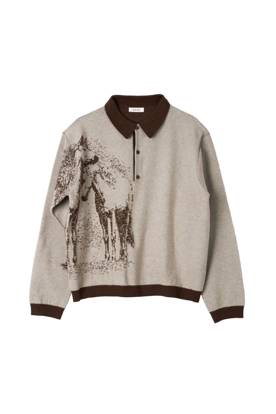 リバーシブル ジャガードポロニット (ブラウン) reversible jacquard polo knit(unisex) (Brown) / 26AW