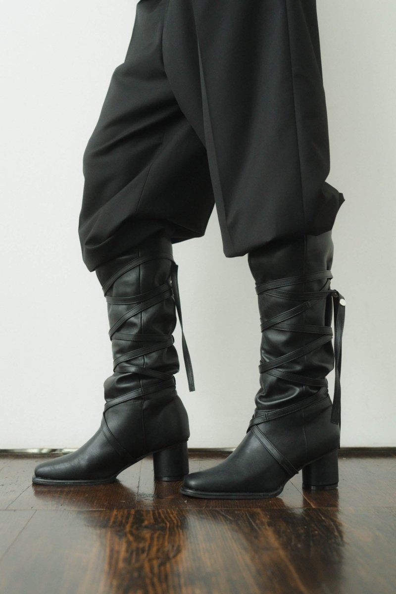 loose long ribbon boots / ルーズロングブーツ (ブラック)