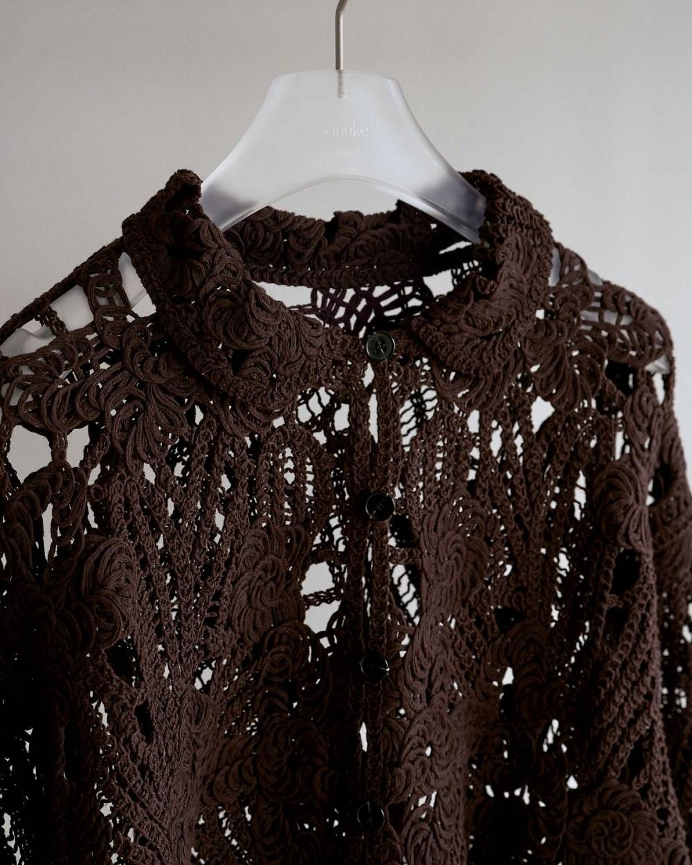エンブロイダリーオーバーシャツ (ブラウン) Embroidery Over Shirts (Brown) /  26AW
