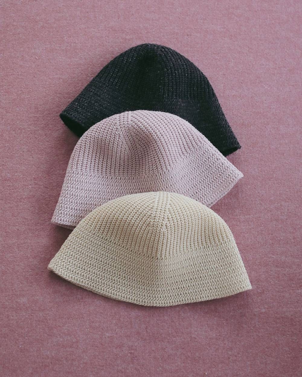 リネンニット バケットハット (アイボリー) Linenknit Bucket Hat (Ivory) / 27SS