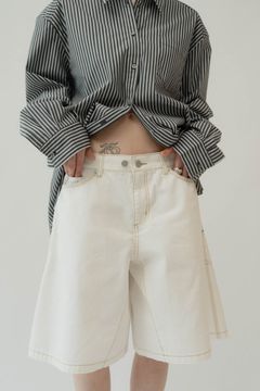 back label denim half pants / バックラベル デニムハーフパンツ (ホワイト) / 25SS  Knuth Marf
