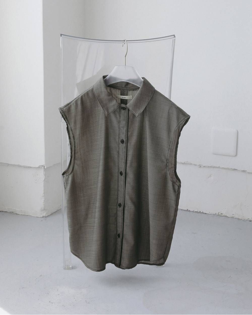 ウールシャンブレー ノースリーブシャツ (グレージュ) Woolchambray Sleeveless Shirts (Graige) / 27SS