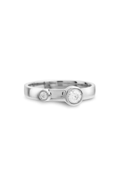 TWIN STONE RING / ツイン ストーン リング K9/K18 (ホワイトゴールド)