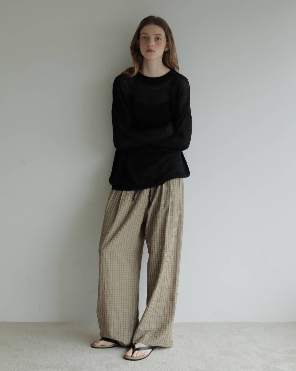 シアサッカー ルーズパンツ (ベージュ) Suckercheck Loose Pants (Beige) / 27SS