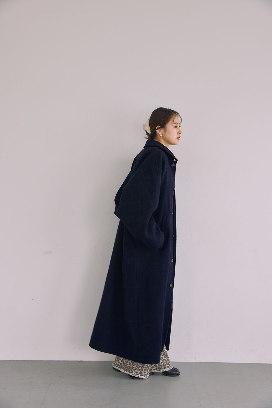 ラグランスリーブロングコート (ネイビー) Raglan Sleeve Long Coat (Navy) / 26AW