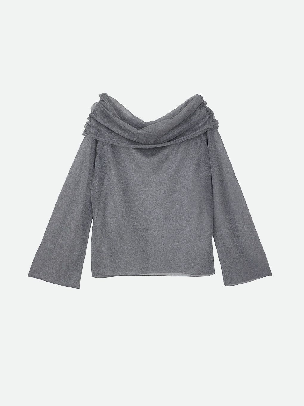 SHEER OFF SHOULDER KNIT / シアー オフショルダーニット (シルバー)
