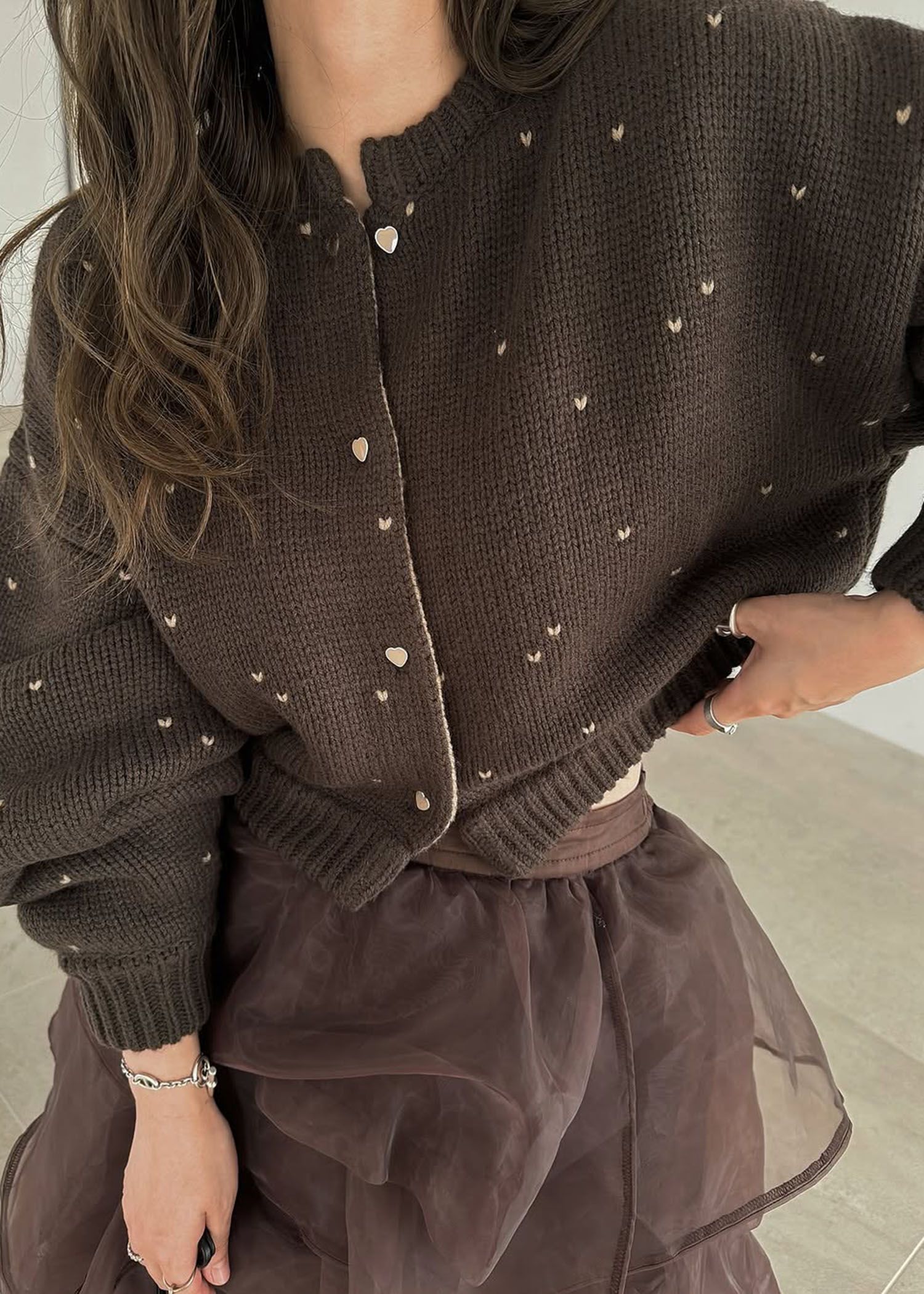 organdy random tiered pattern SK / オーガンジー ティアードスカート (ブラウン) / 25AW /