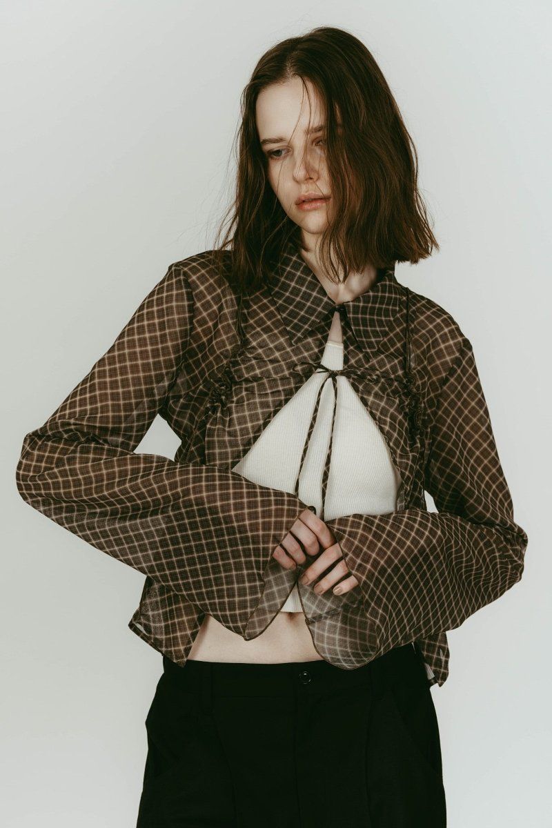 sheer collared blouse (Vintageyellow) / シアー ブラウス (ヴィンテージイエロー) / 26SS