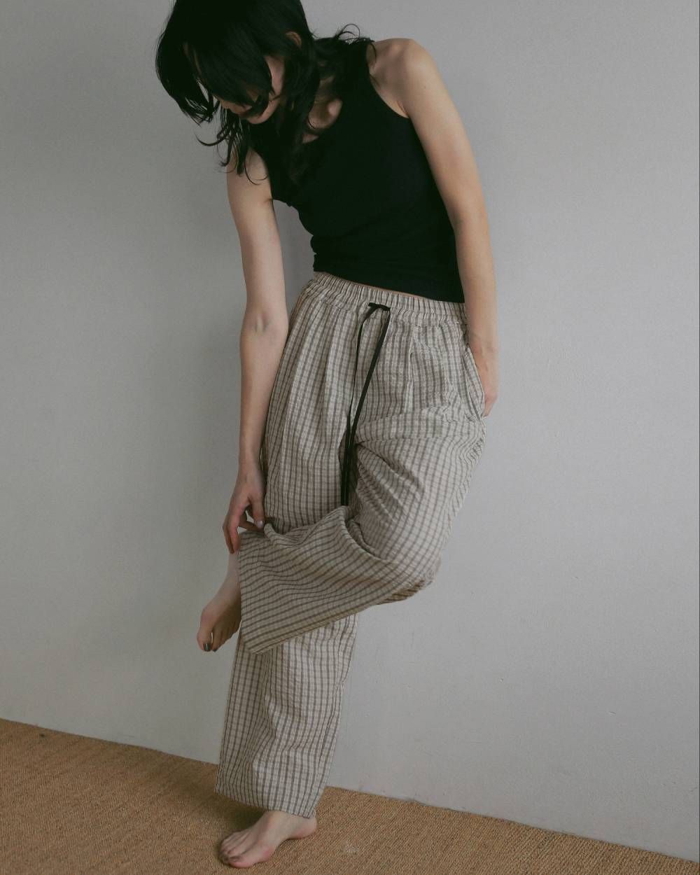 シアサッカー ルーズパンツ (アイボリー) Suckercheck Loose Pants (Ivory) / 27SS