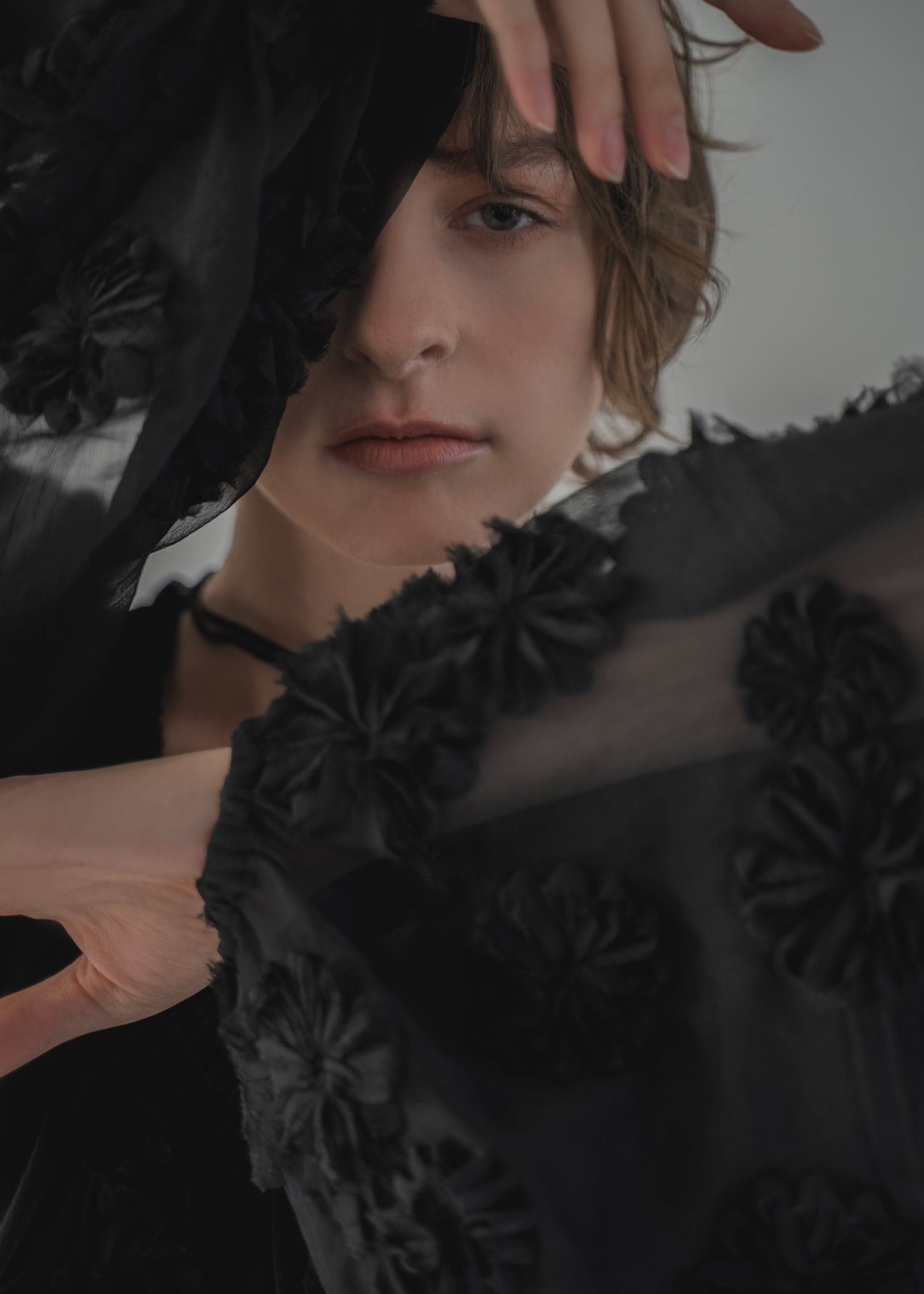 flower motif sheer BL (Black) / フラワーモチーフシアーブラウス (ブラック) / 26SS