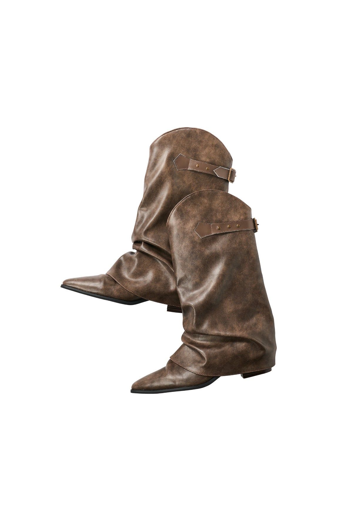 ウエスタンベルテッドブーツ (ブラウン) western belted boots (Brown) /  26SS