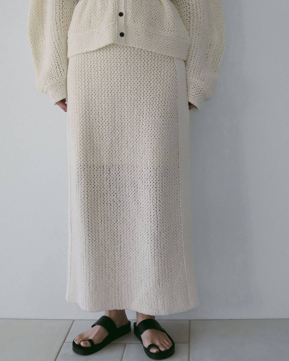 クロシェニットスカート (アイボリー) Crochet Knit Skirt (Ivory) / 26SS