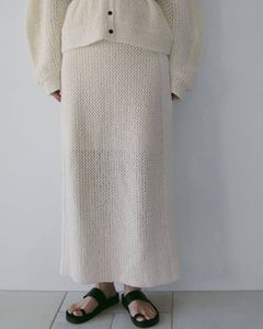 クロシェニットスカート (アイボリー) Crochet Knit Skirt (Ivory) / 26SS
