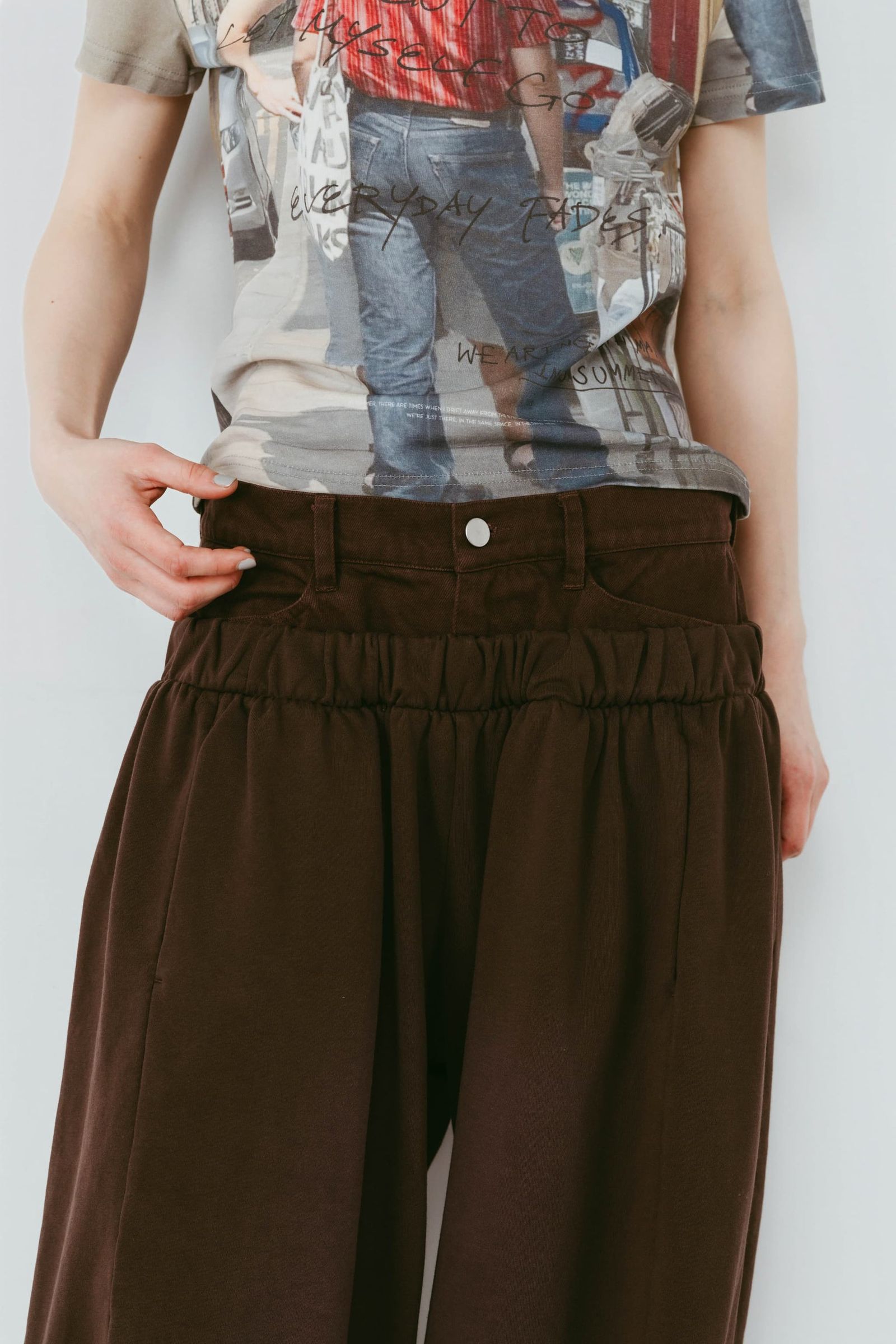 ダブルレイヤースウェットパンツ (ブラウン) double-layer sweatpants (Brown) /  26SS
