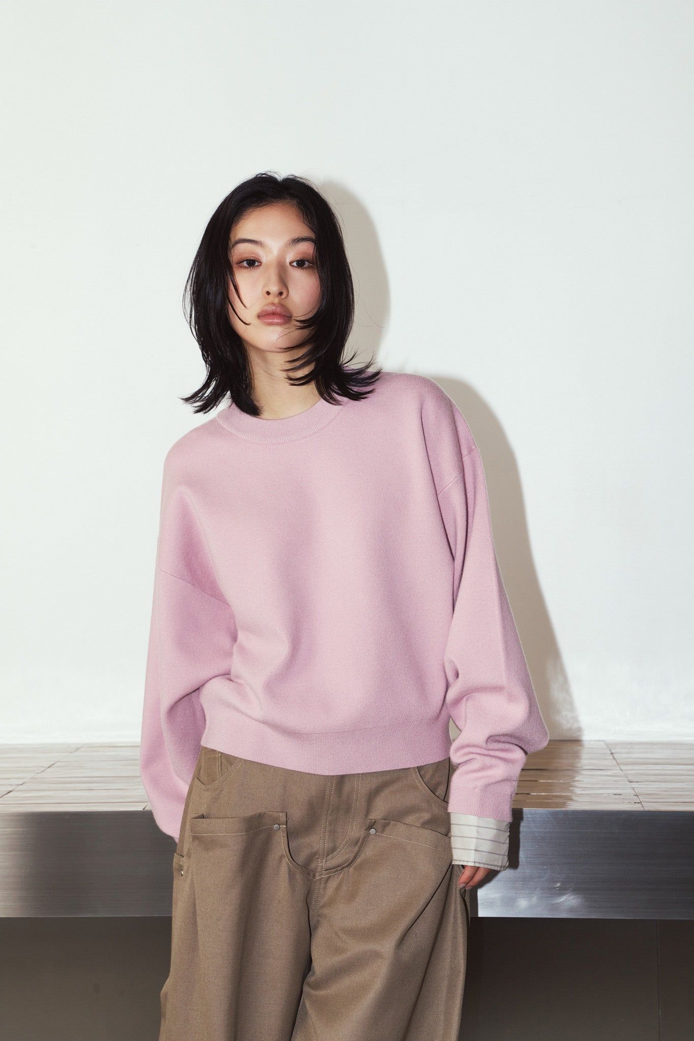 【LADIESサイズ】2ウェイ ノームコア ニット (ピンク) 2way cuffs normcore knit (Pink) / 26AW