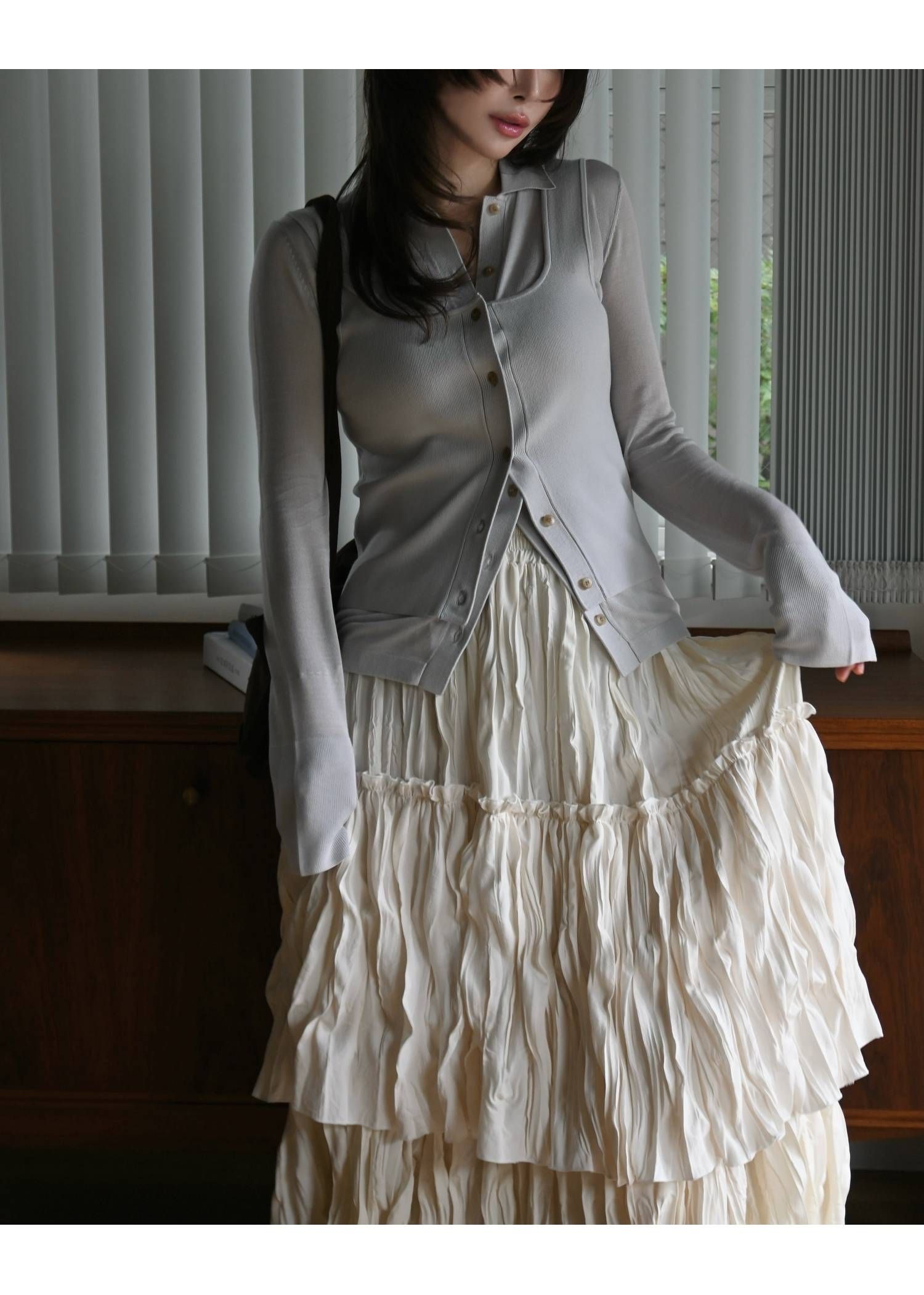 ニットシャツ&タンクトップ (アイスブルー) shirt collar & tank knit ensemble (IceBlue) /  26SS