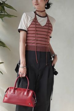 ニット ホルタービスチェ (ブラウン) knit halter bustier (Brown) /  26SS