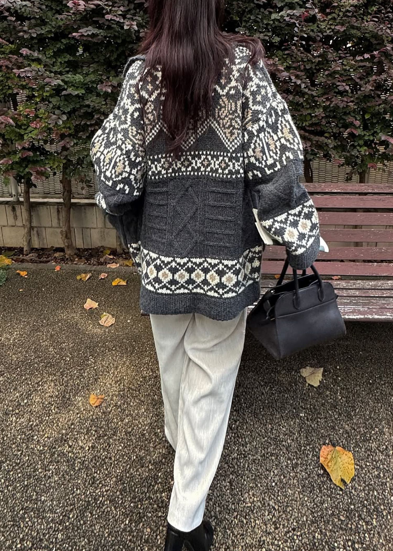 nordic pattern knit cowichan jacket / ノルディック カウチンニットジャケット (チャコール) / 25AW /