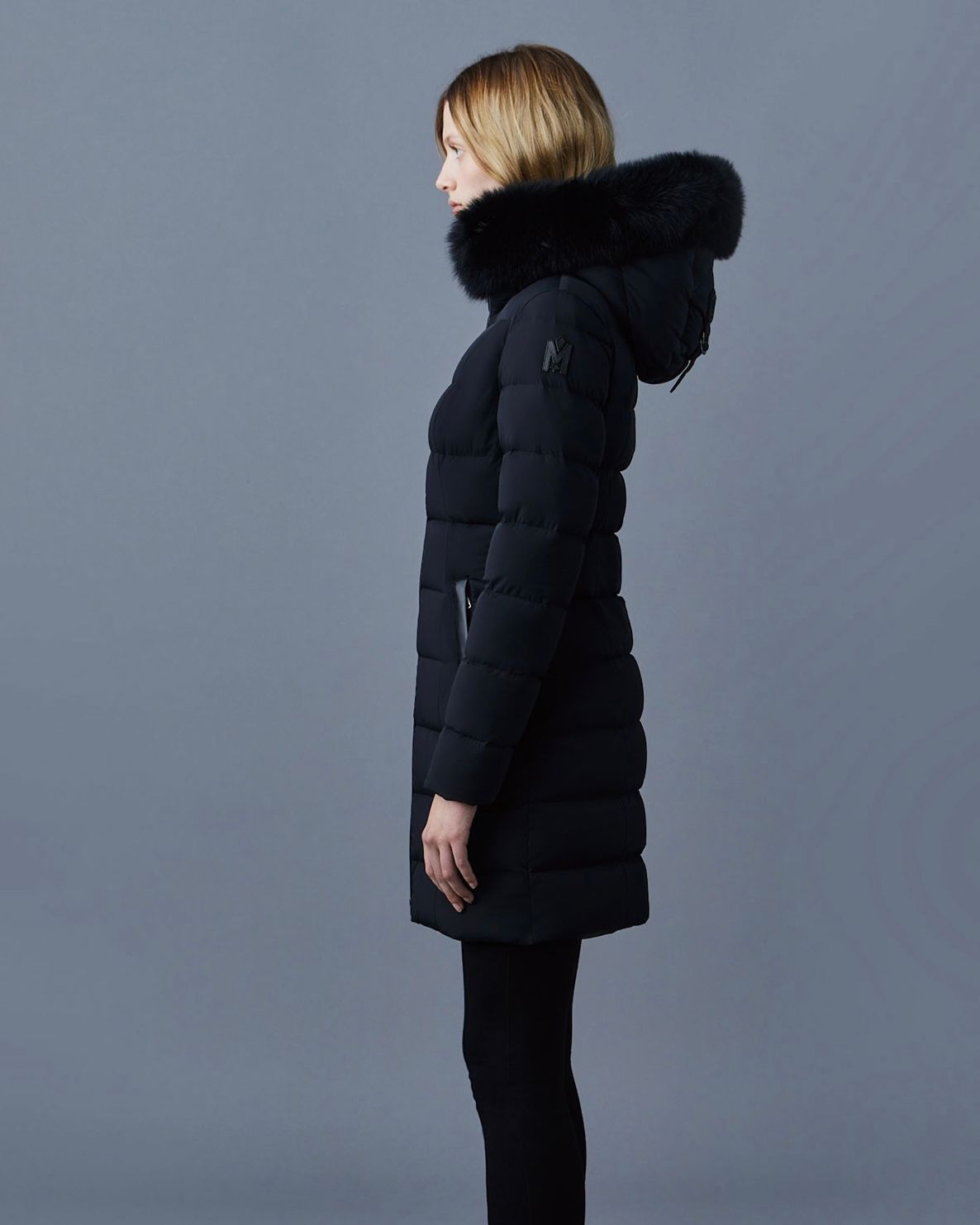【2025AW】CALLA-BX / ファー付きストレッチダウンコート (ブラック)