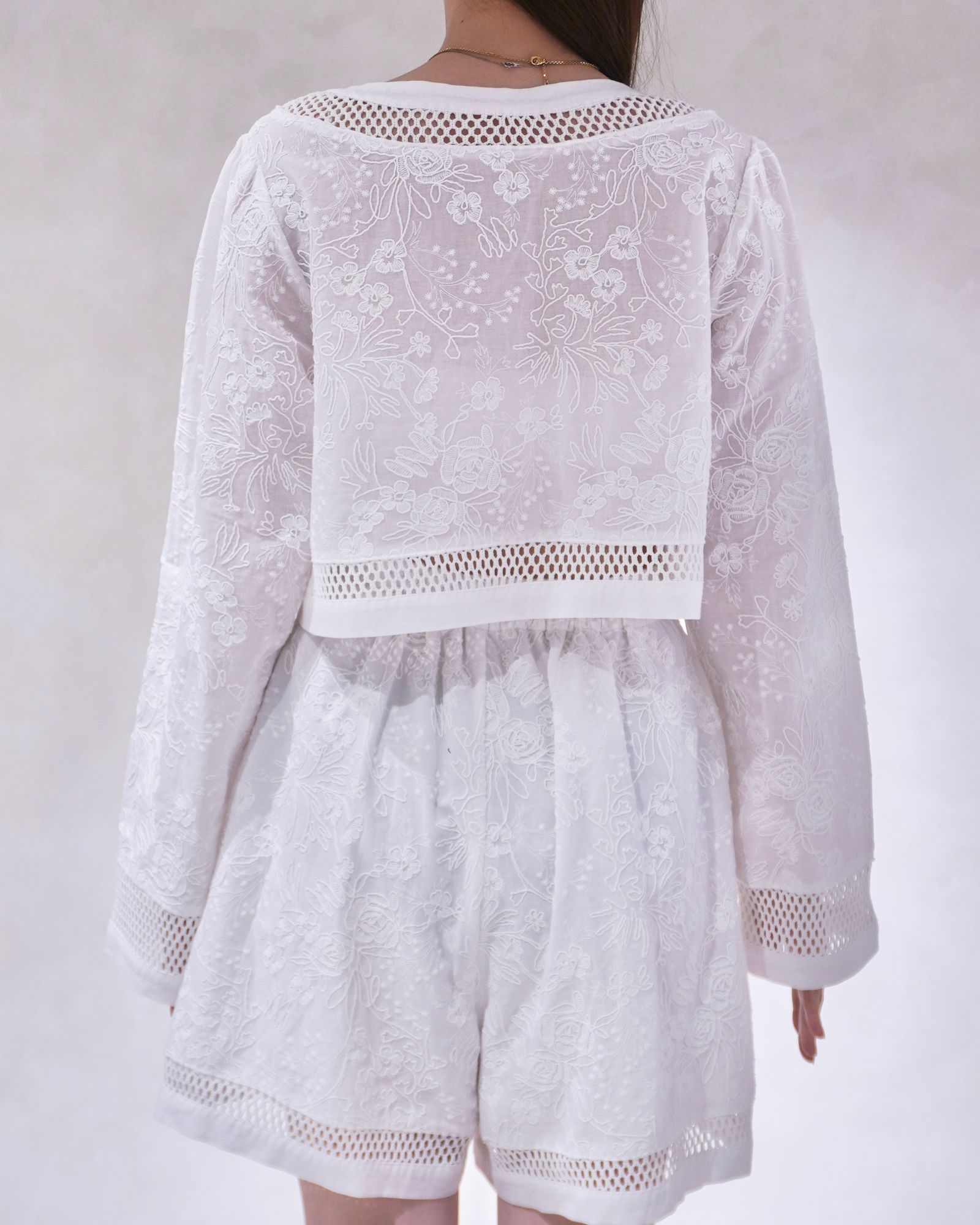 レースボレロ  (ホワイト) trimming lace cropped bolero BL (White) /  26SS