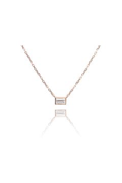BUGUETTE CUT MOISSANITE NECKLACE / バゲット カット モアサナイト ネックレス K10/K18 (ピンクゴールド)