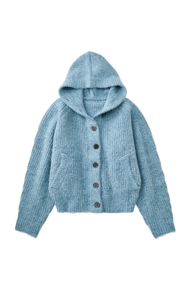 hooded cardigan knit / フーデッド カーディガンニット (ブルー) / 25AW