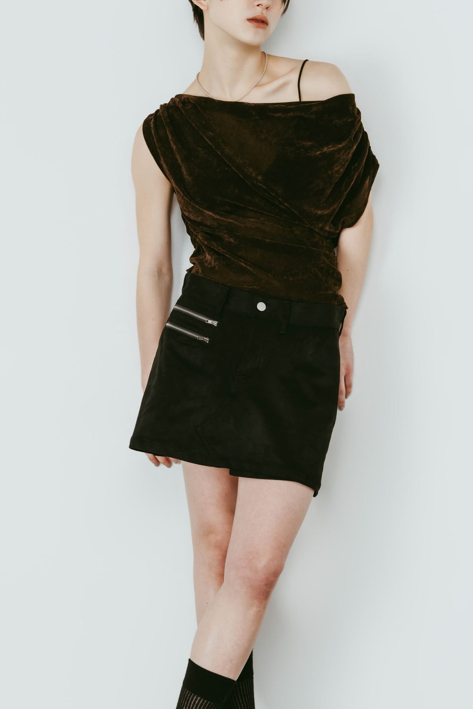 レイヤード スエードスコート (ブラック) layered suede skort (Black) /  26SS