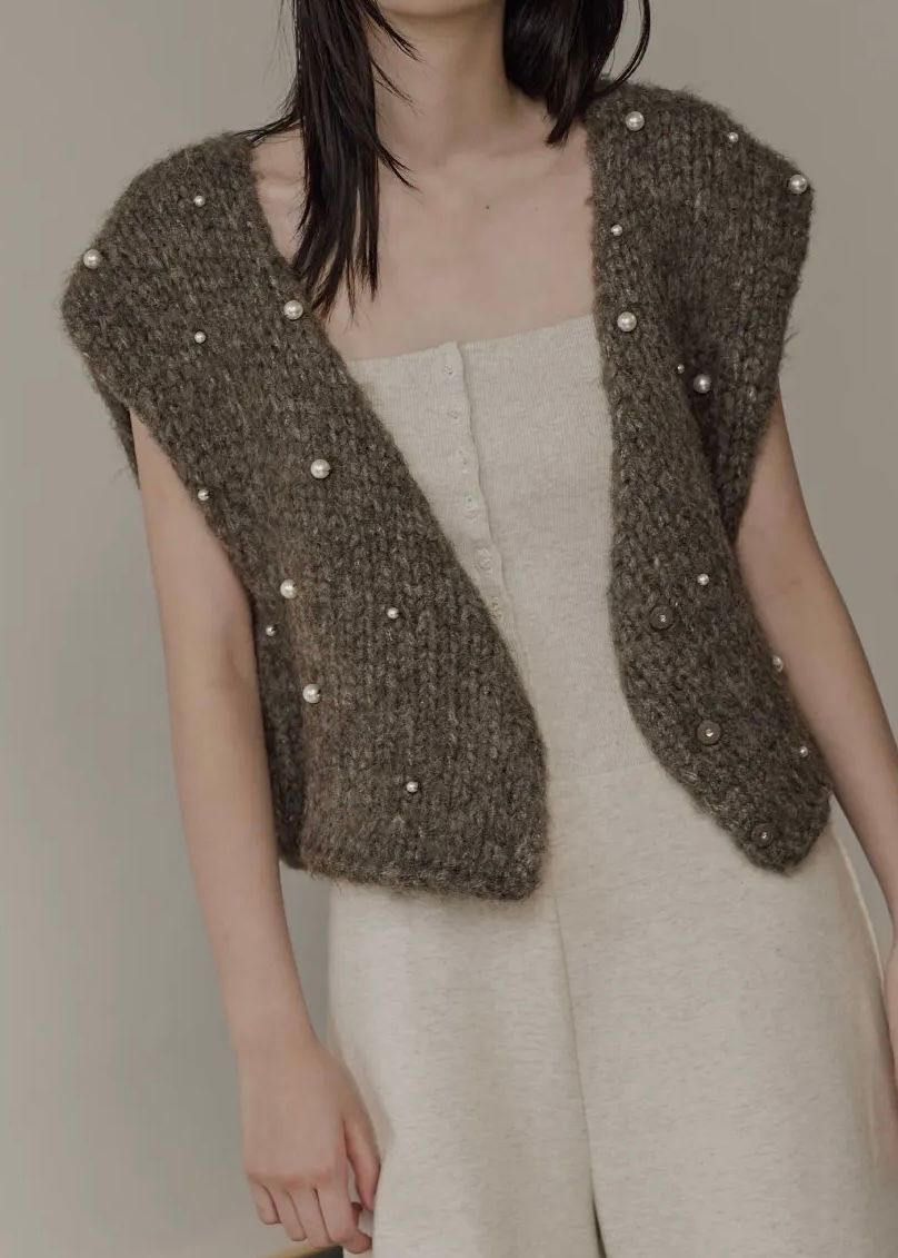 handmade random pearl knit vest / ランダムパール ニットベスト (ミックス) / 25AW