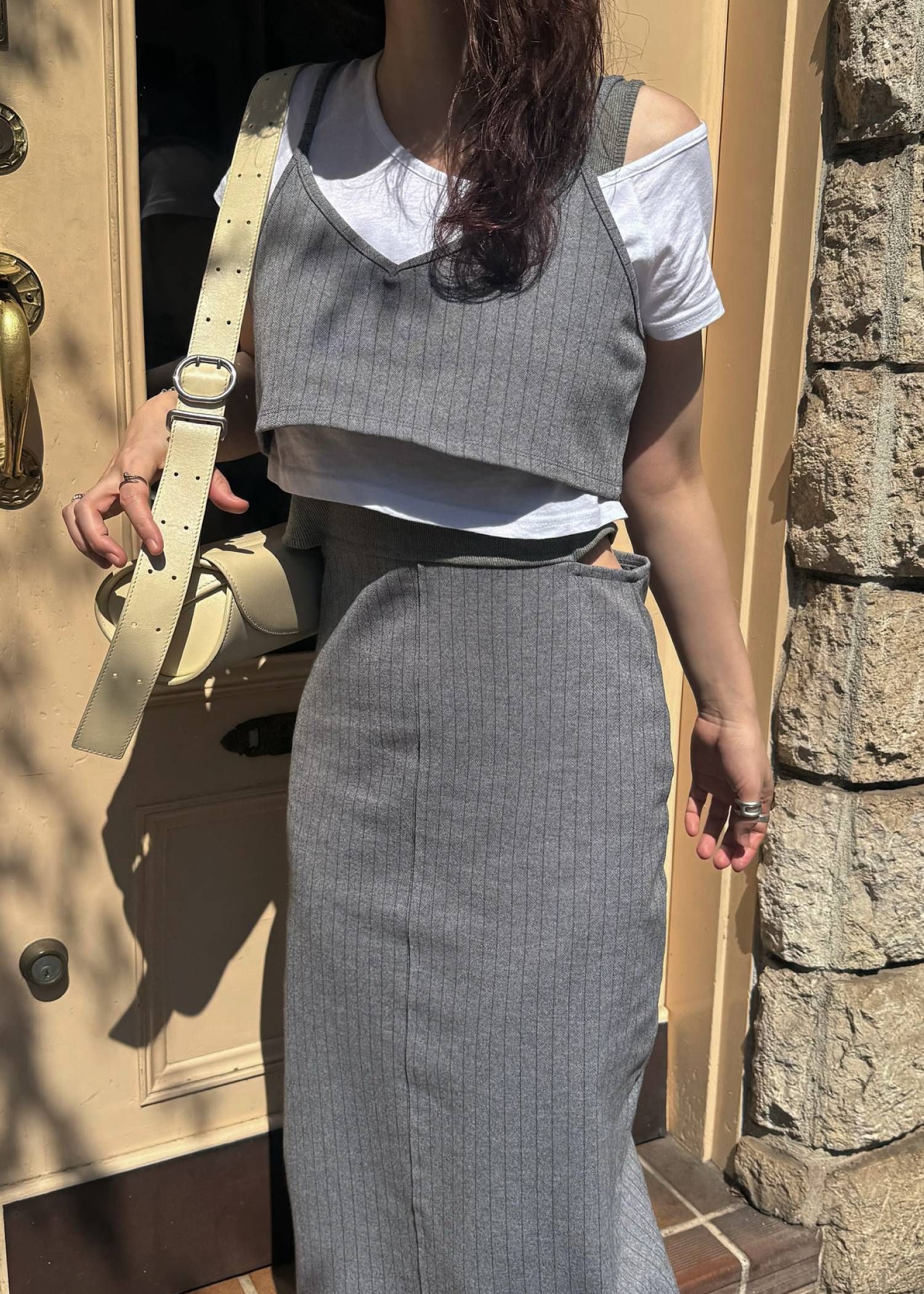 レイヤード3ピース ワンピース (ミックス) asymmetry layered 3 piece stripe OP (Mix) /  26SS