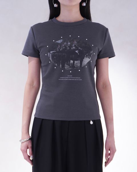 スタッズコンパクトTシャツ (チャコール) studded compact tee (Charcoal) /  26SS
