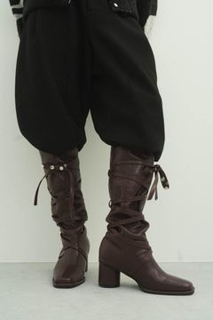 loose long ribbon boots / ルーズロングブーツ (バーガンディー)  Knuth Marf