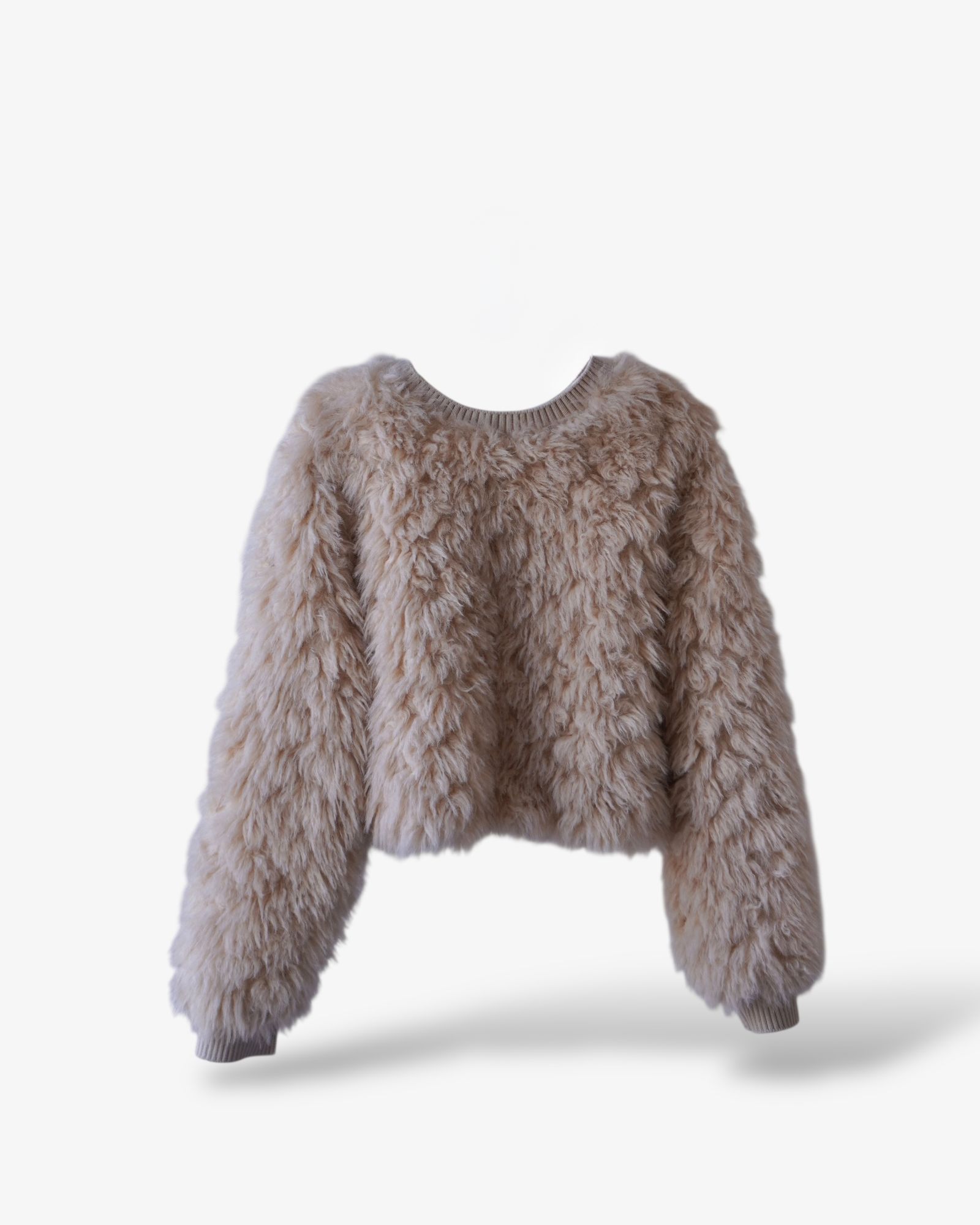 【25AW】2Way Fur×Knit Tops (クリーム) / 2ウェイファー×ニットトップス / エコファー / フェイクファー