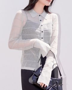 シアーボーダー ニットシャツ (アイスブルー) Sheerborder Knit Shirts (Iceblue) / 26SS