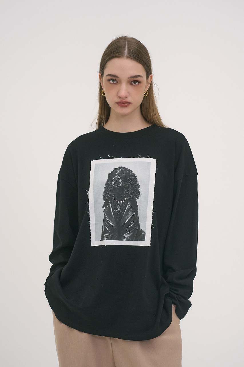 レイヤープリントロンT (ブラック) Layered long-sleeve graphic T-shirt (Black) / 26AW