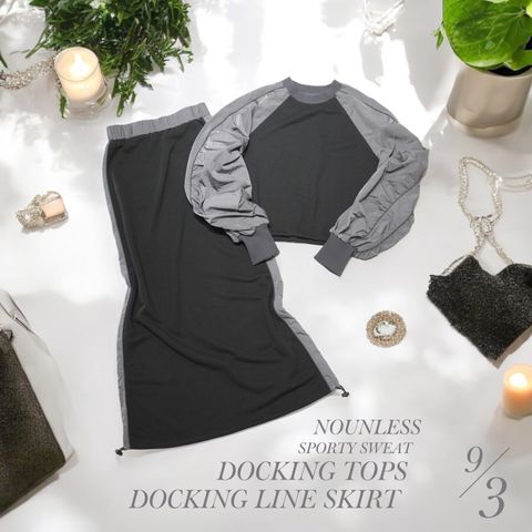 NOUNLESS SPORTY SWEAT DOCKING TOPS / SKIRT🖤