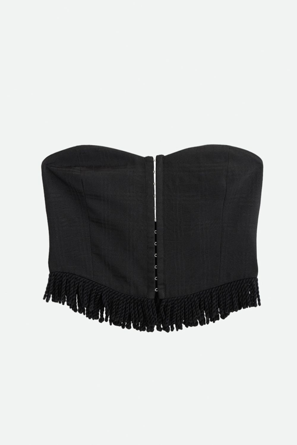 CHECK FRINGE BARE BUSTIER (NOIR) / チェックフリンジベアビスチェ ノワール