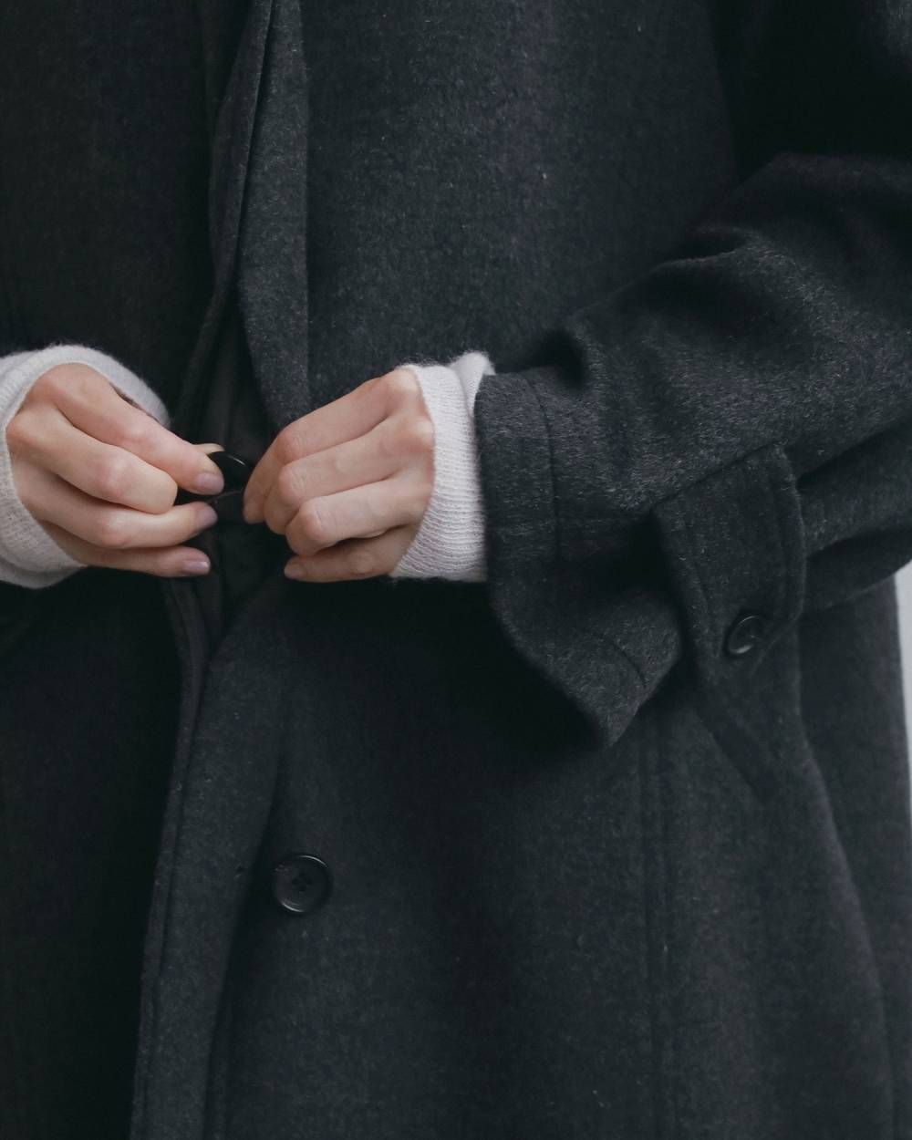 ステンカラーオーバーコート (チャコールグレー) Soutiencollar Over Coat (Charcoal gray) / 26AW 【6月29日まで期間限定予約】