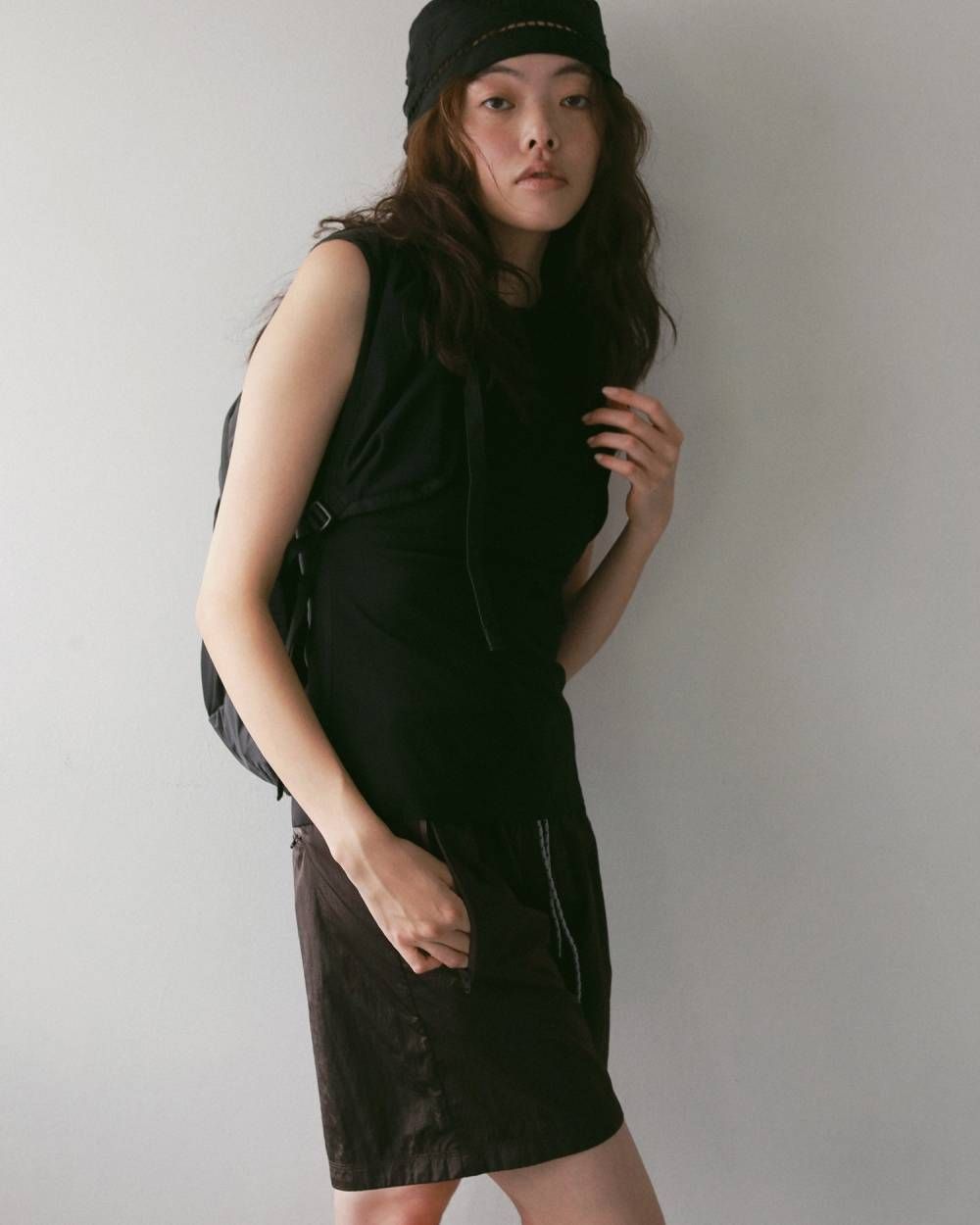 ジョーゼットタンクトップ (ブラック) Sleeveless Georgette Tanktop (Black) / 27SS