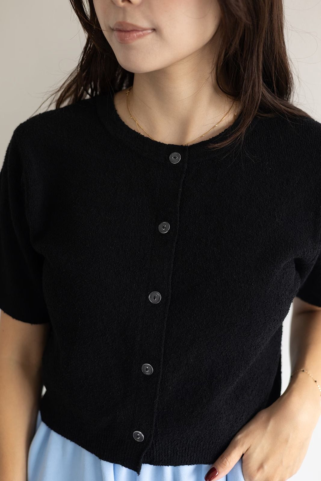 ハーフスリーブ2wayコンパクトカーディガン (ブラック)  Compact Cardigan (Black) /  26SS
