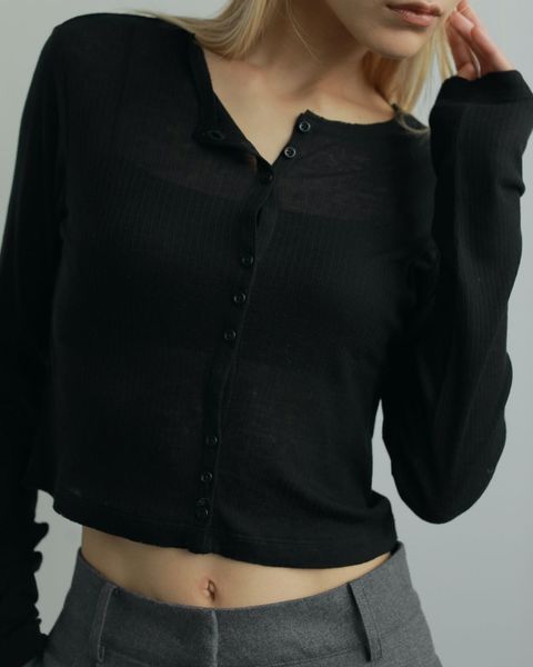 【25AW】Sheer Rib Cardigan / シアーリブカーディガン (ブラック)