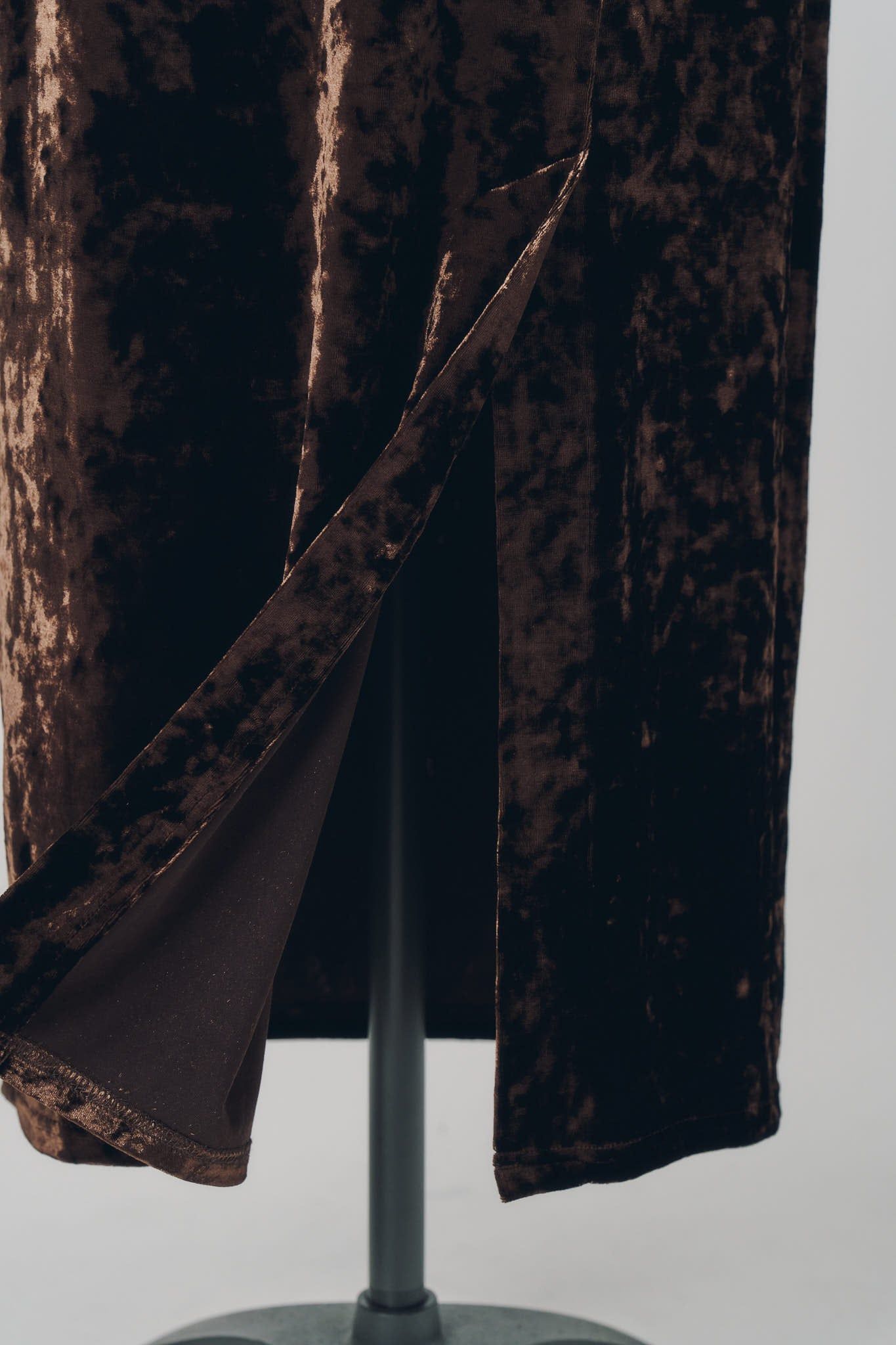 2ウェイ ベロアドレープドレス (ブラウン) 2way draped velour dress (Brown) / 26AW