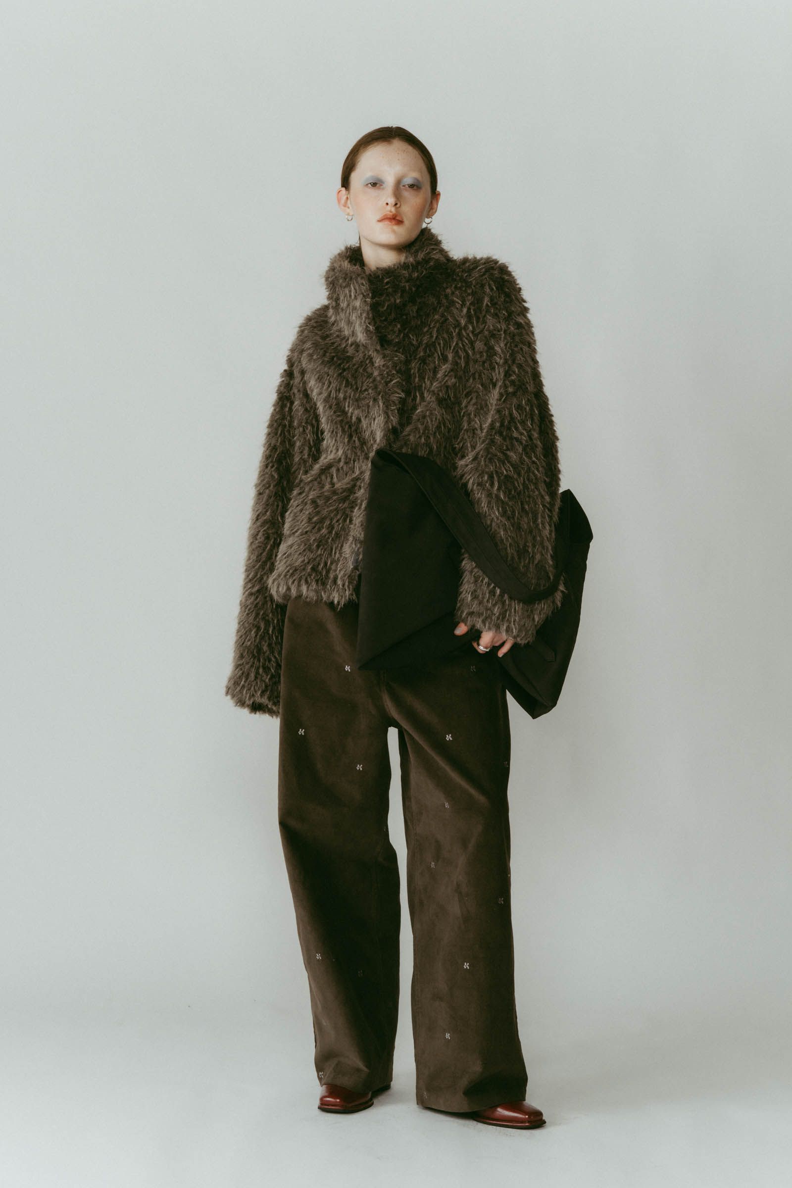 shaggy stand collar coat / シャギースタンドカラーコートブルゾン (グレー) / 25AW