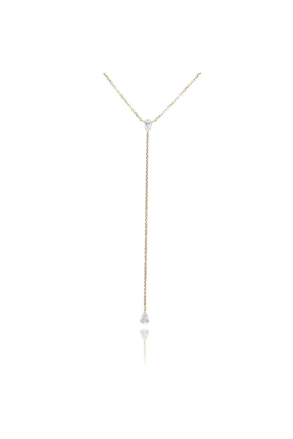 PAIR SHAPE MOISSANITE NECKLACE / ペアー シェイプ モアサナイト ネックレス K10/K18 (イエローゴールド)