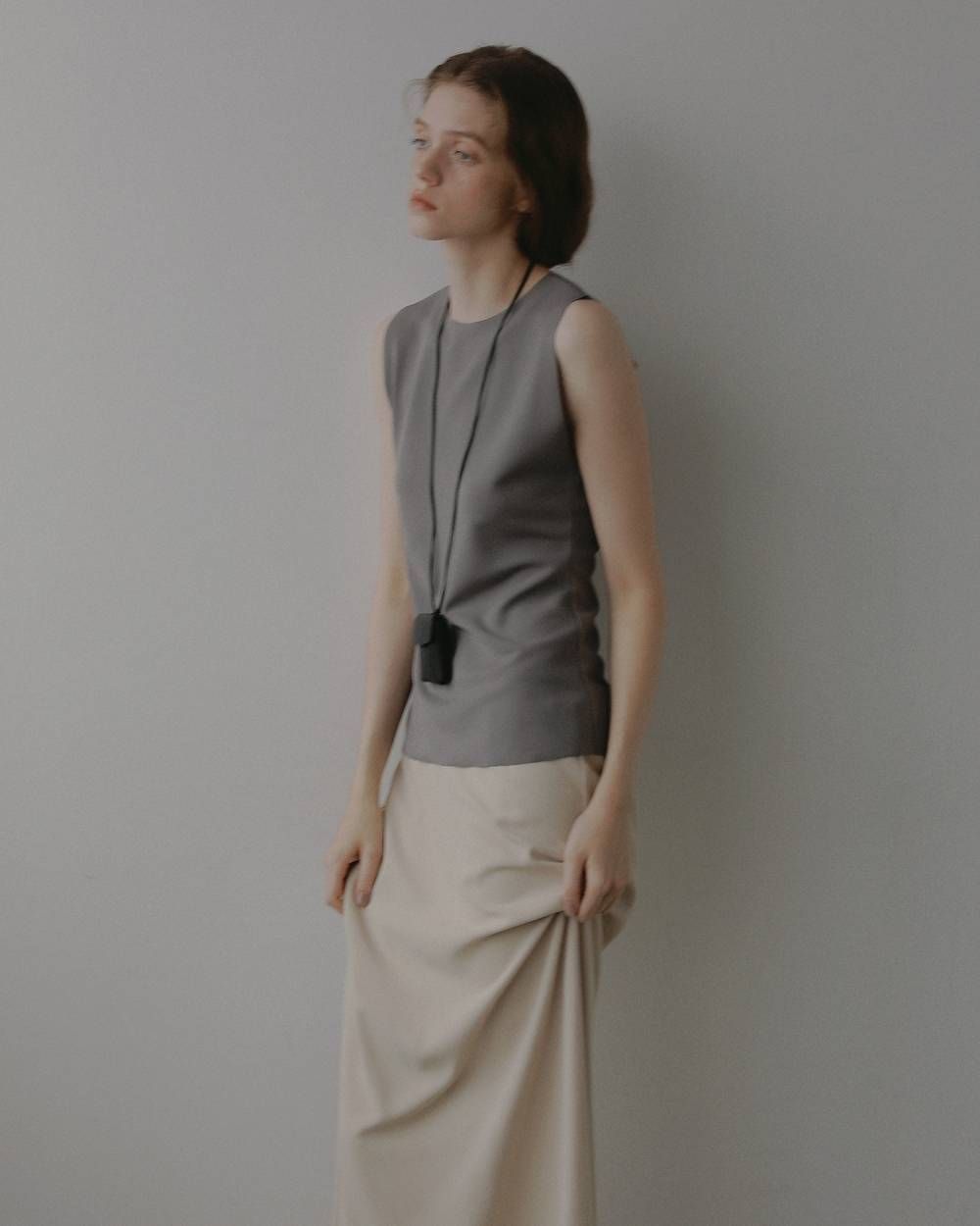 ジョーゼットタンクトップ (グレージュ) Sleeveless Georgette Tanktop (Graige) / 27SS