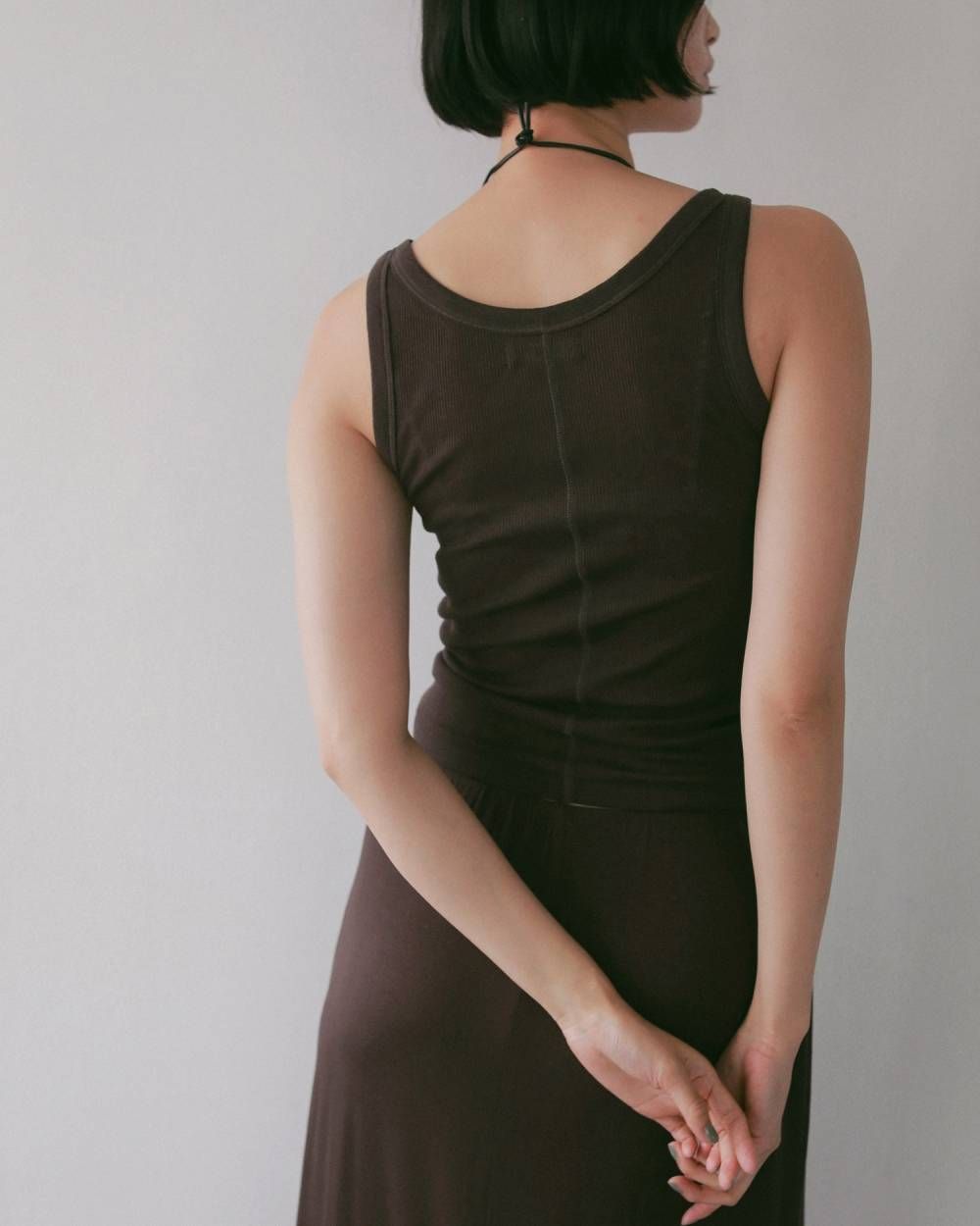 ウールタンクトップ (ブラウン) Wool Rib Tanktop (Brown) / 27SS