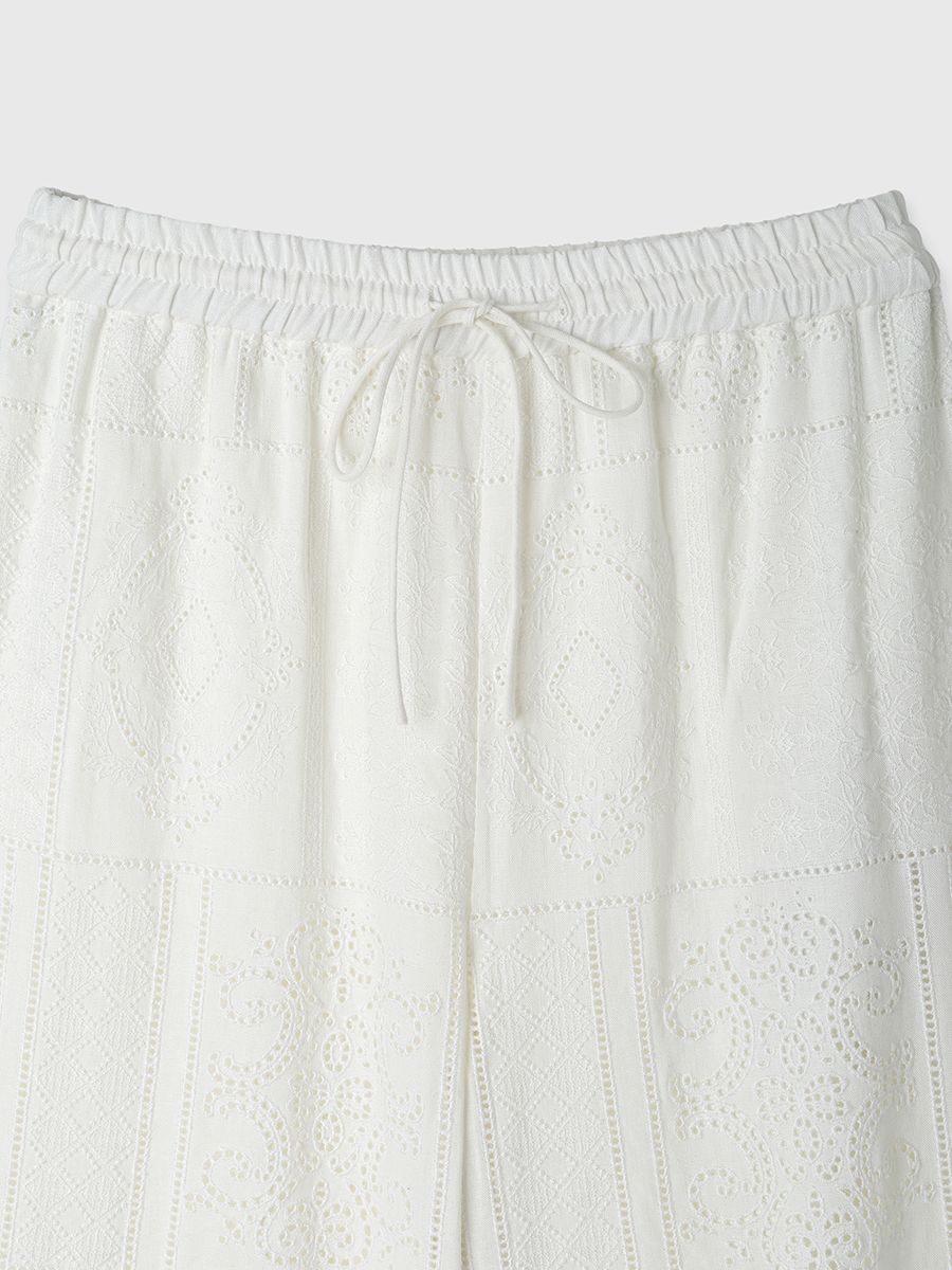 credona CUTWORK LACE PANTS 白 CREDONA - 【25SS】CUTWORK LACE PANTS / カットワーク レース