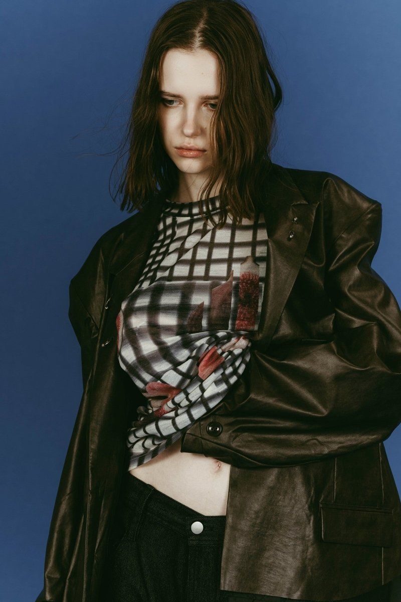 fruit-check print knit (Black) / フルーツチェックトップス (ブラック) / 26SS