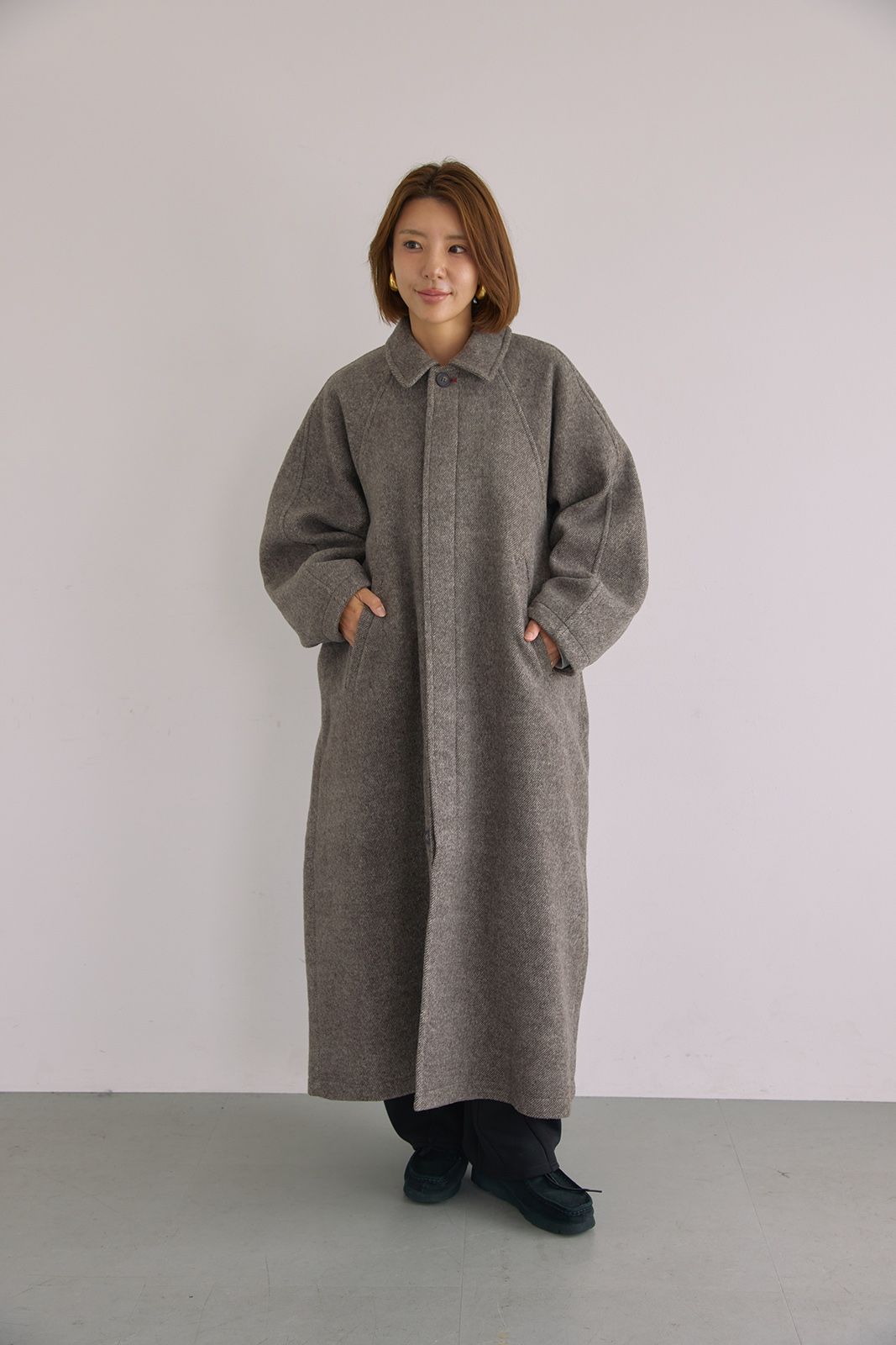 ラグランスリーブロングコート (ブラウン) Raglan Sleeve Long Coat (Brown) / 26AW