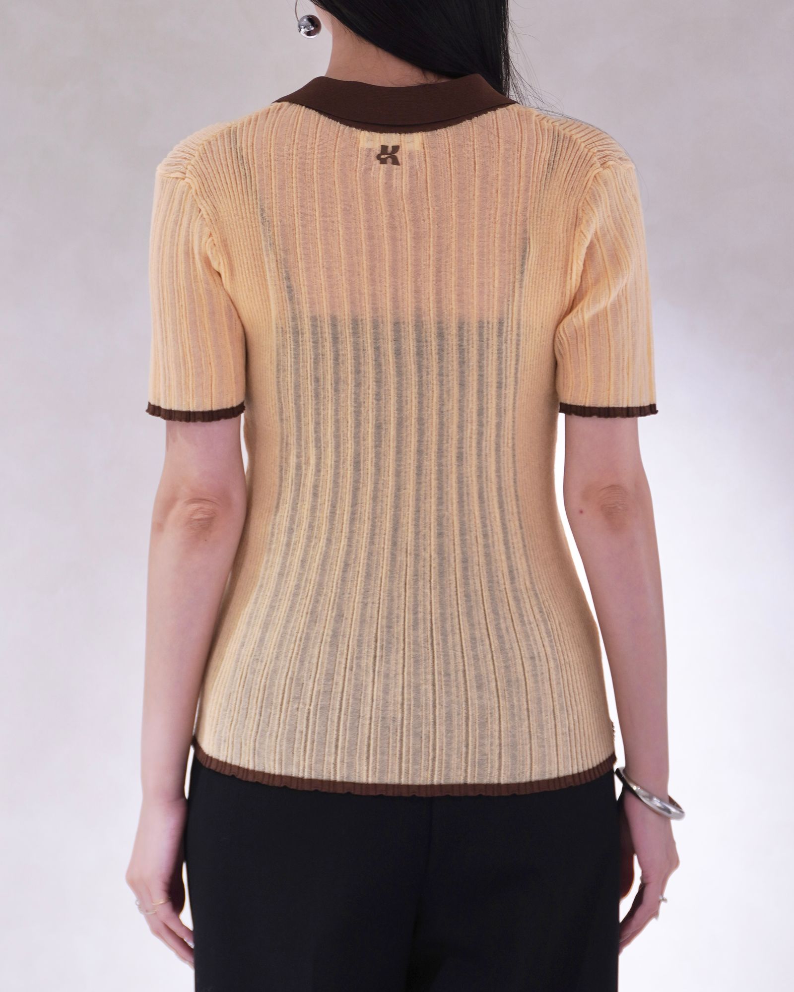 Knuth Marf - シアーニットポロシャツ (ブラック) sheer polo knit