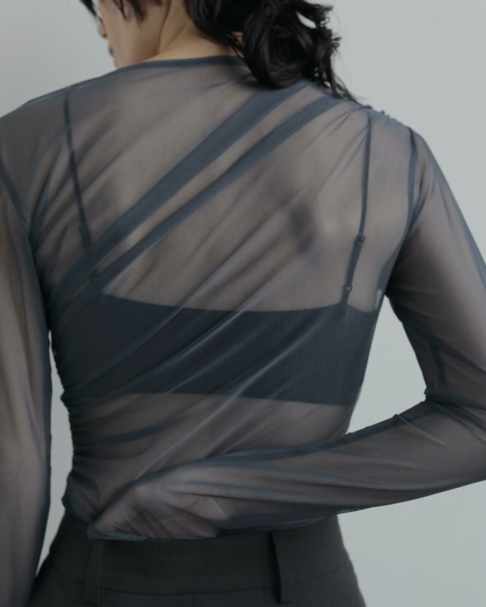 【25AW】Tulle Gather Bodysuit / チュールギャザーボディースーツ (ブルー)